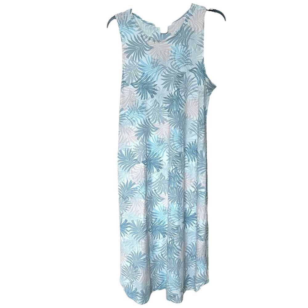 Tahari Dress Lg Sleeveless Pullover Midi Stretch Tropical Hawaiian Resort Pastel